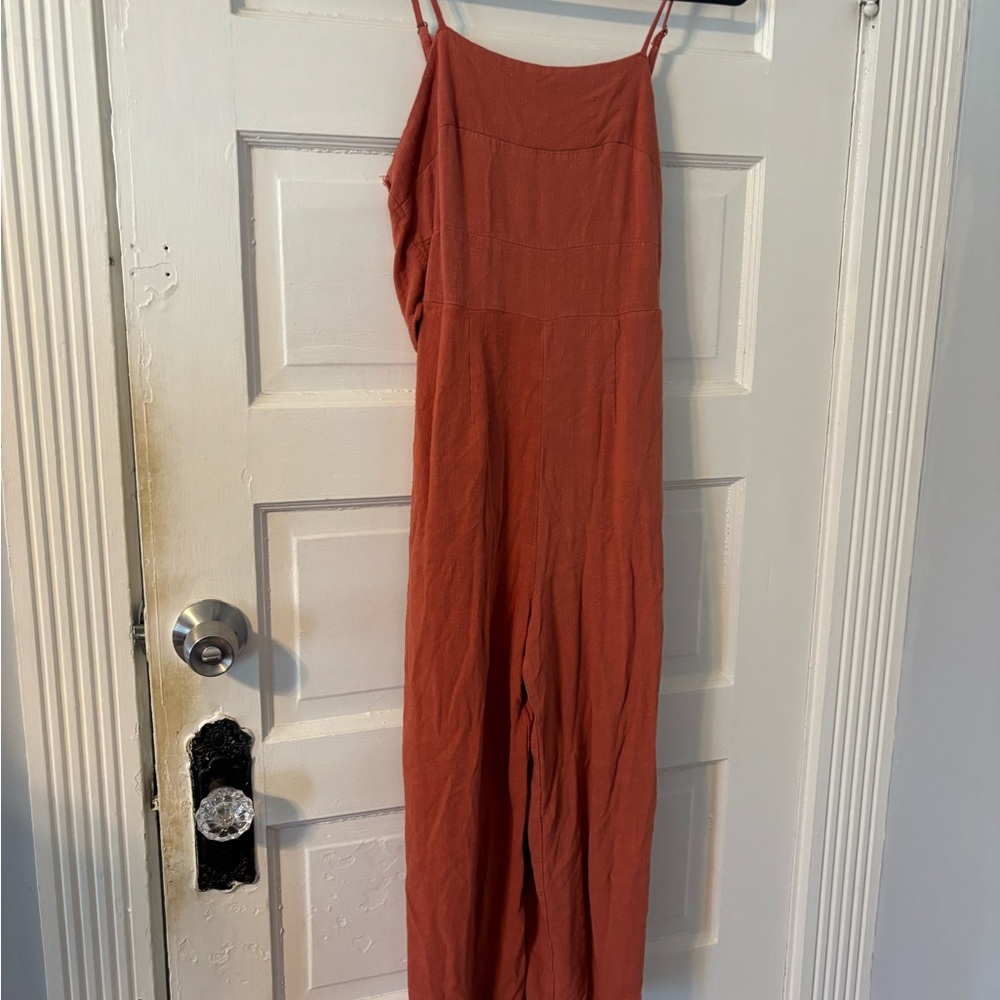 Cropped Wide Leg Rust Jumpsuit